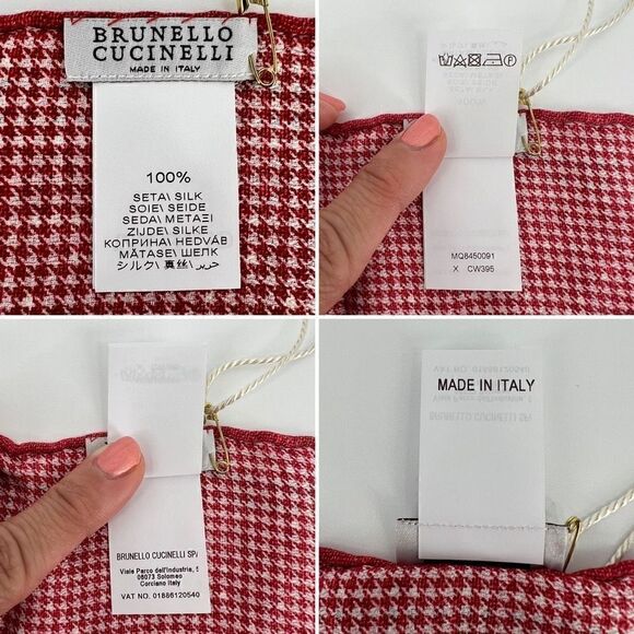 NWT Brunello Cucinelli Men’s Double-Face Silk Pocket Square - Polka Dot & Hounds - Picture 5 of 8